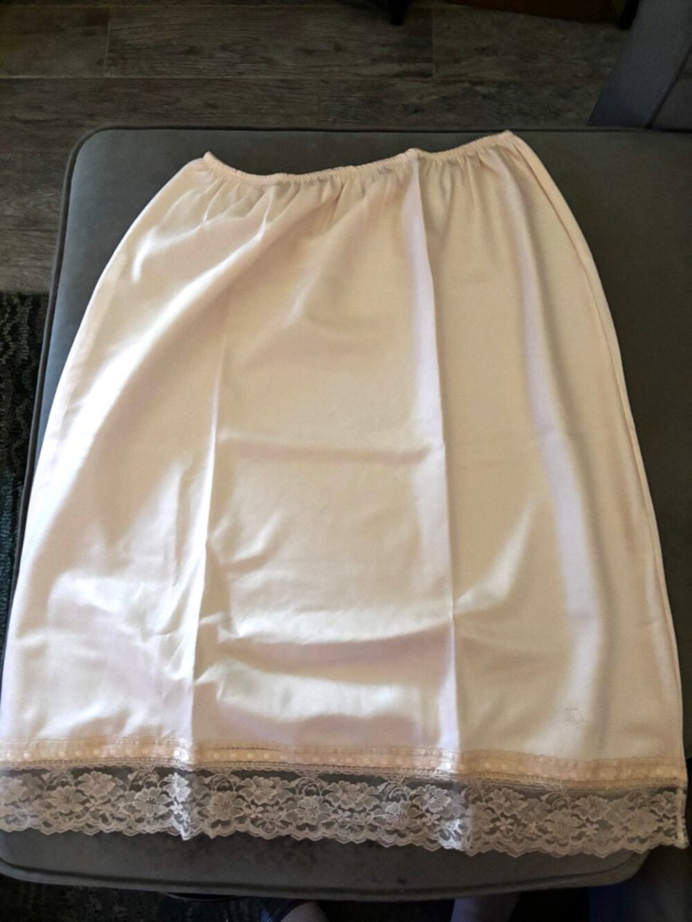 Christian Dior Embroidered Half Slip in Beige Blush, Size SMALL